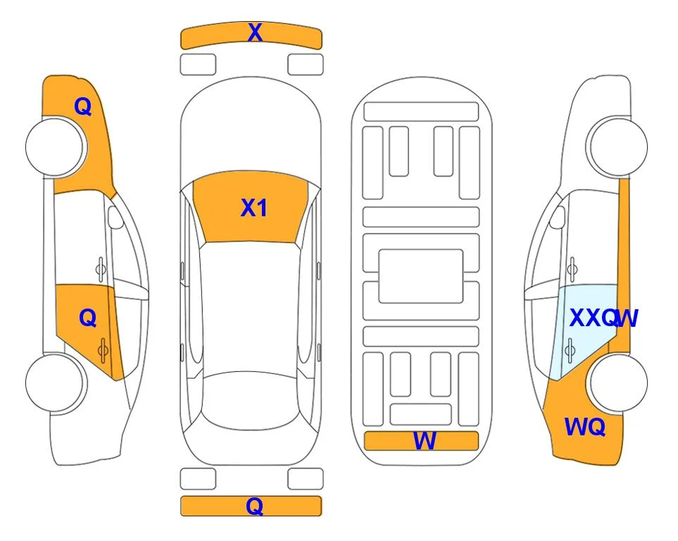 Схема кузова с отметками аукциона Lotte Auto Auction