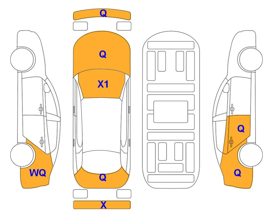 Body diagram with the marks of Lotte Auto Auction