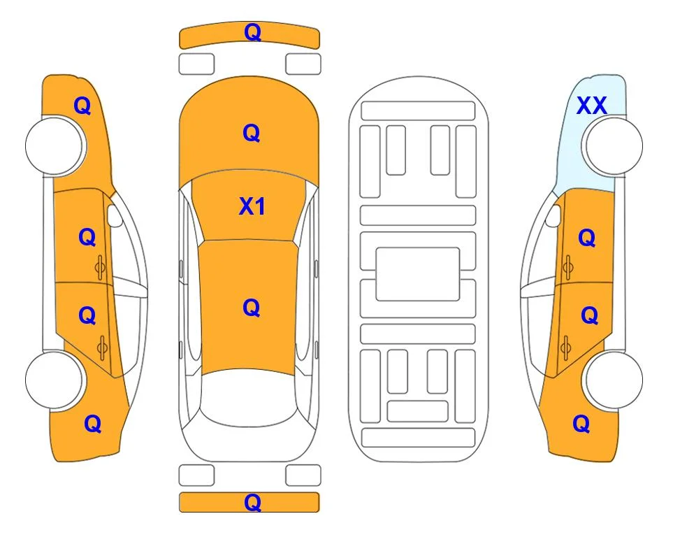Body diagram with the marks of Lotte Auto Auction