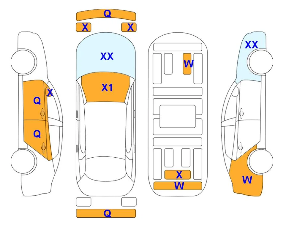 Body diagram with the marks of Lotte Auto Auction