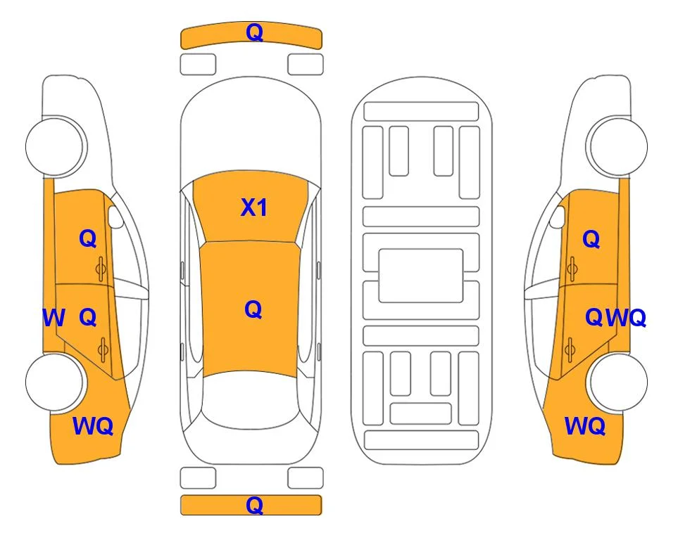 Схема кузова с отметками аукциона Lotte Auto Auction