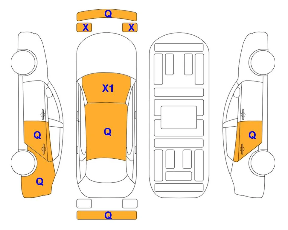 Схема кузова с отметками аукциона Lotte Auto Auction