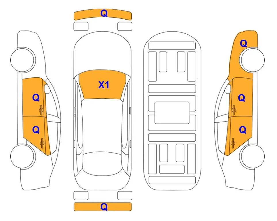 Схема кузова с отметками аукциона Lotte Auto Auction