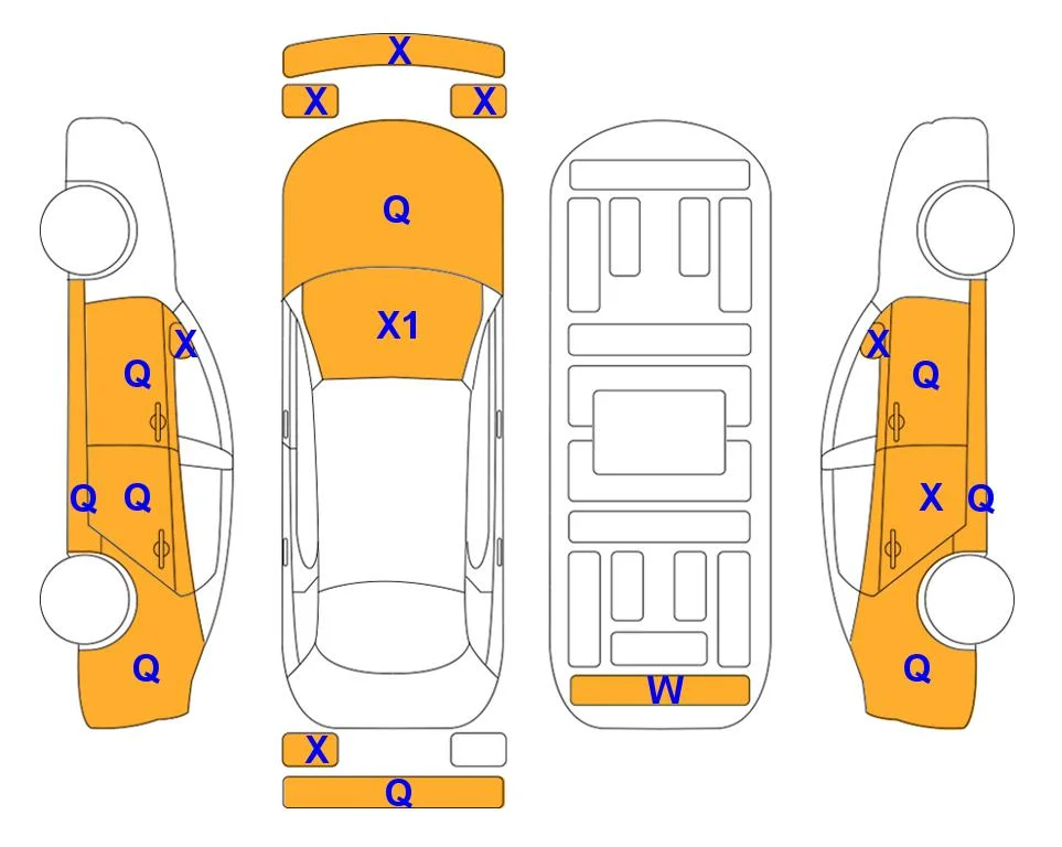 Схема кузова с отметками аукциона Lotte Auto Auction
