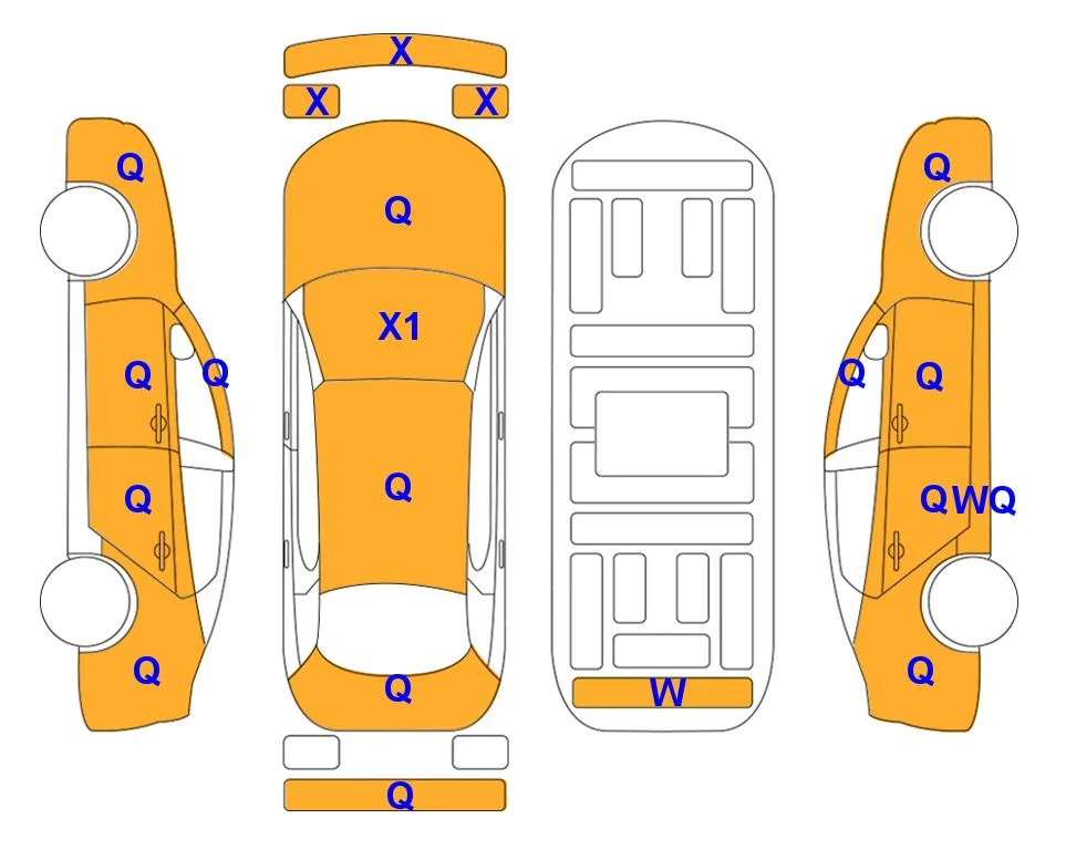 Схема кузова с отметками аукциона Lotte Auto Auction