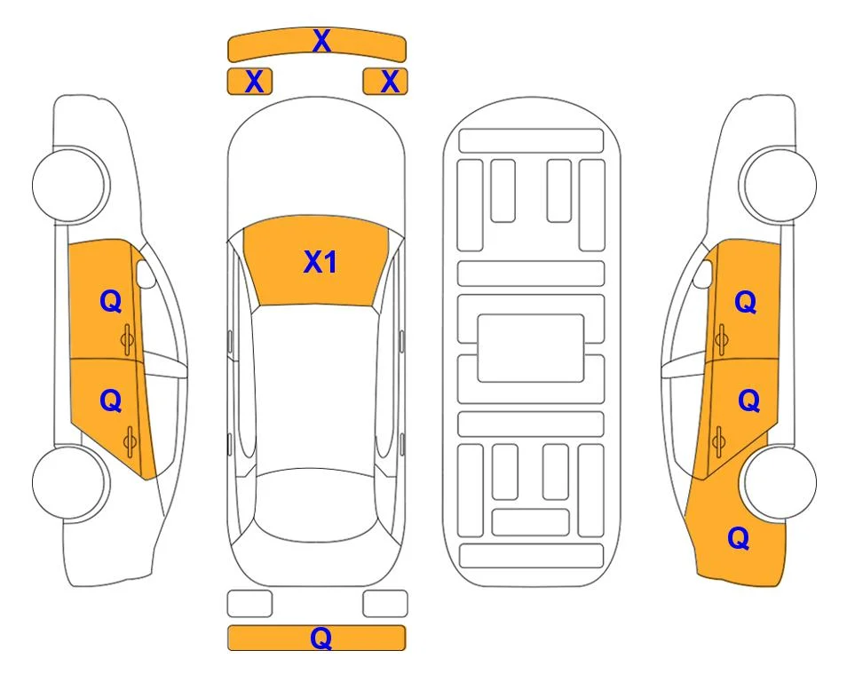 Body diagram with the marks of Lotte Auto Auction