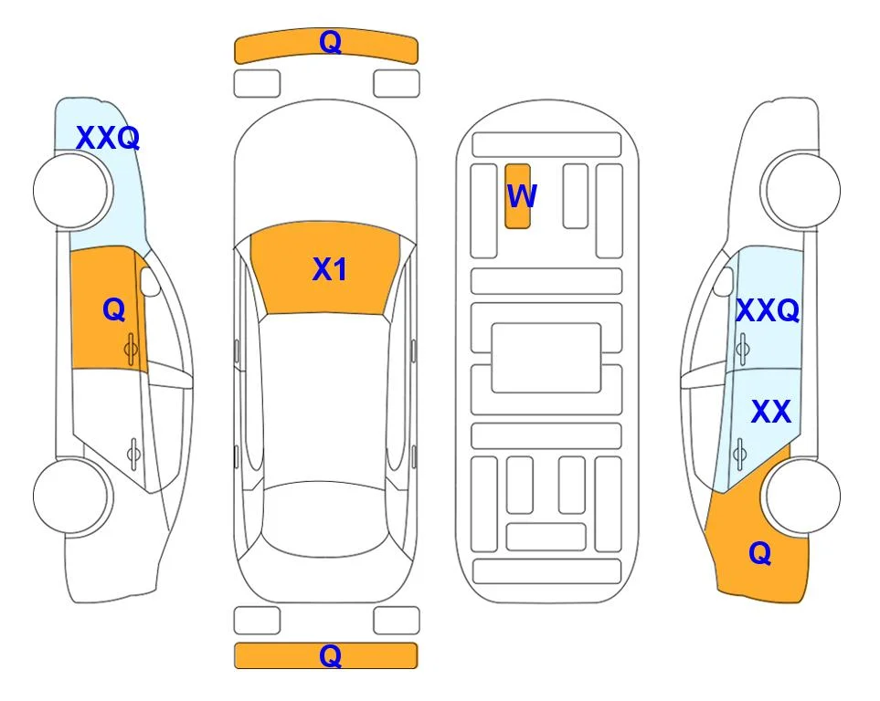 Схема кузова с отметками аукциона Lotte Auto Auction