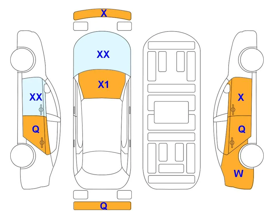 Body diagram with the marks of Lotte Auto Auction