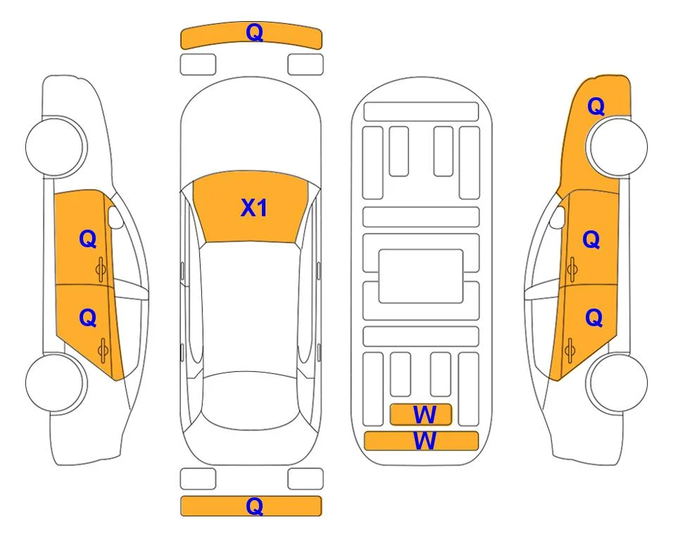Body diagram with the marks of Lotte Auto Auction