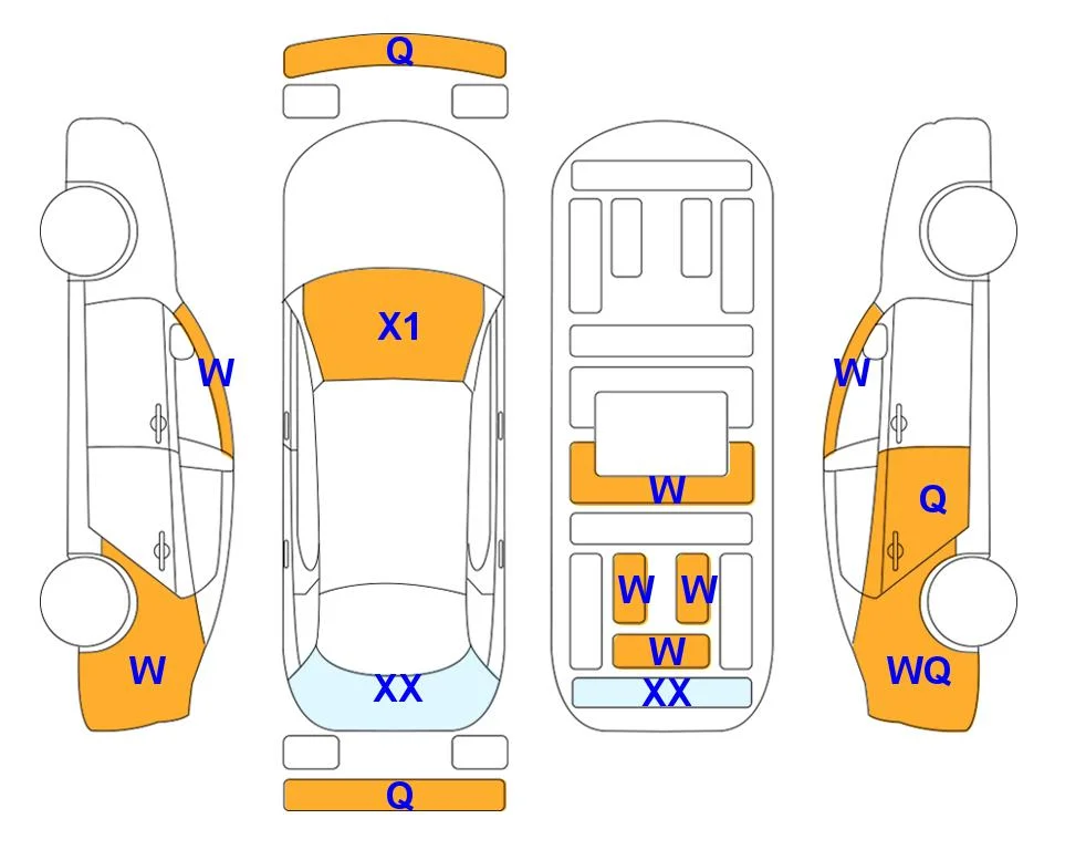 Body diagram with the marks of Lotte Auto Auction