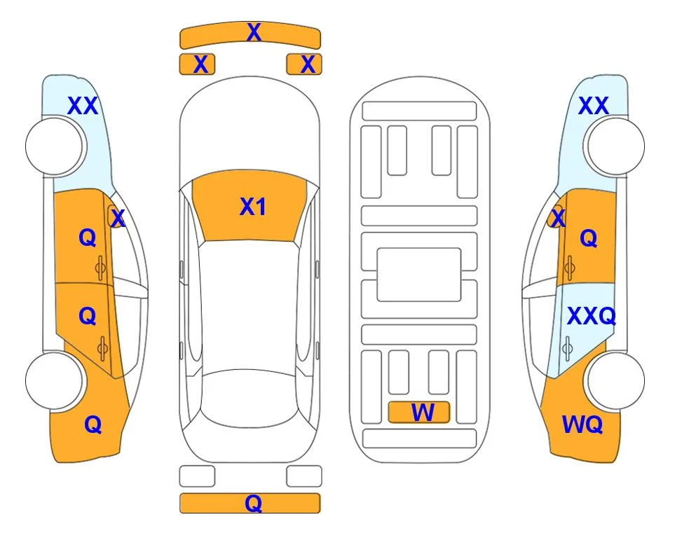 Body diagram with the marks of Lotte Auto Auction