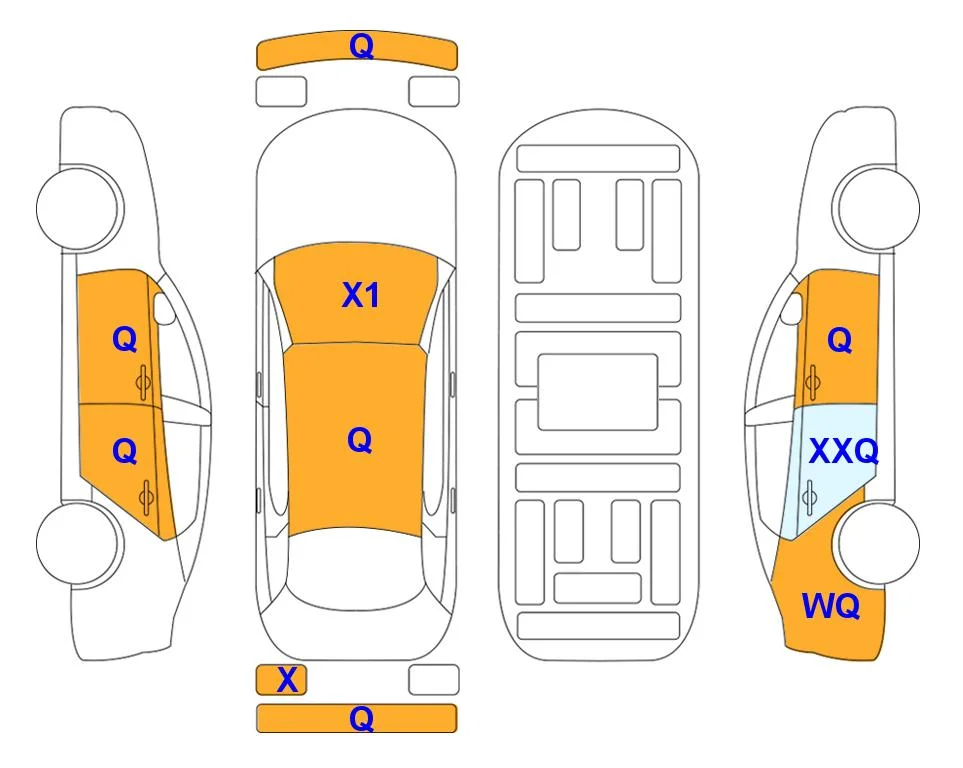 Схема кузова с отметками аукциона Lotte Auto Auction