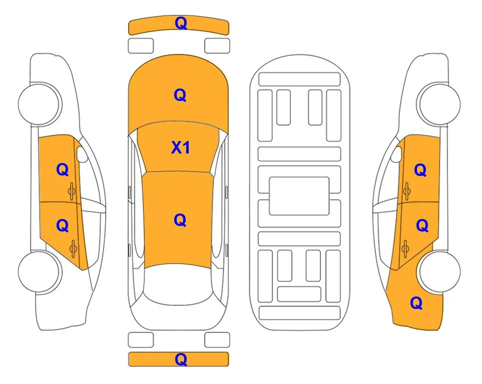 Схема кузова с отметками аукциона Lotte Auto Auction