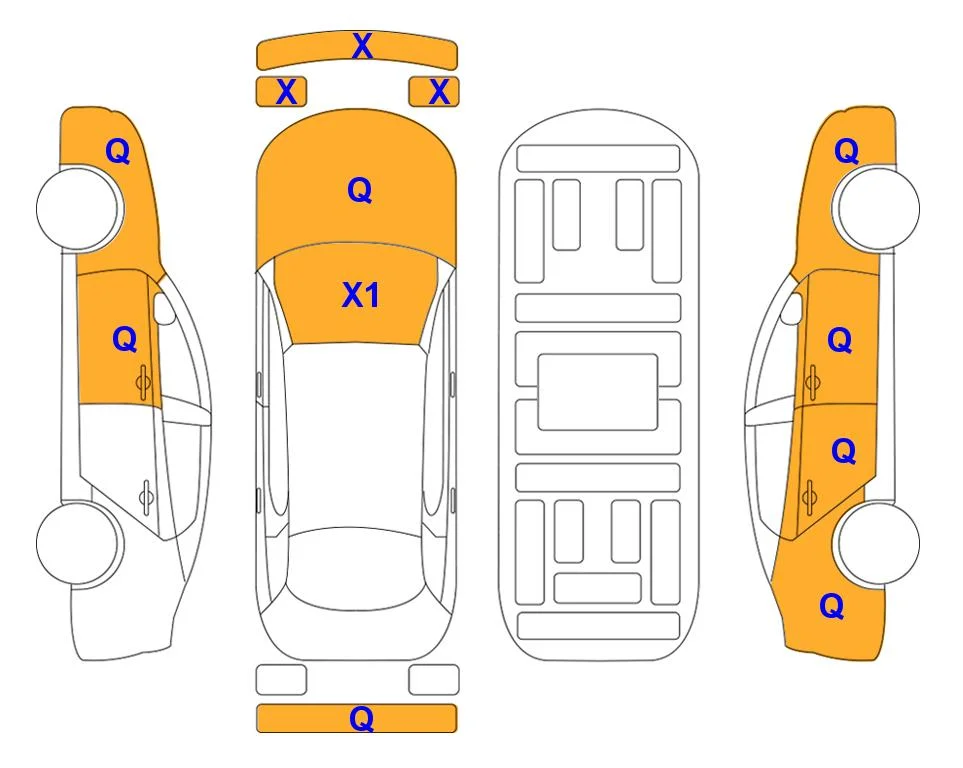 Схема кузова с отметками аукциона Lotte Auto Auction