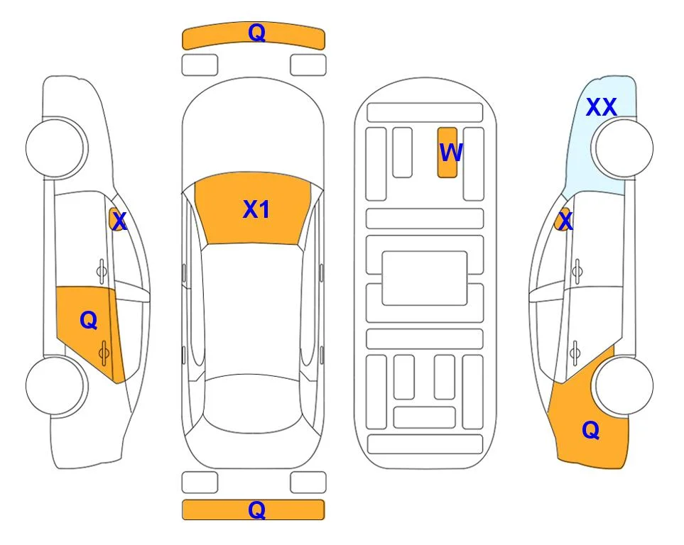 Схема кузова с отметками аукциона Lotte Auto Auction