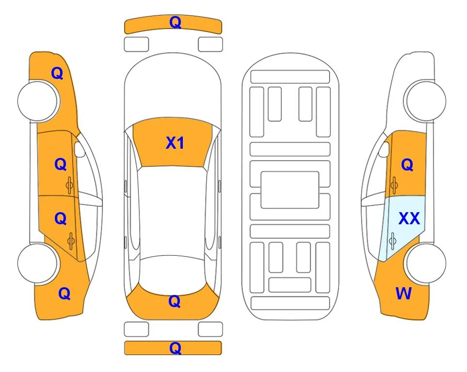 Body diagram with the marks of Lotte Auto Auction