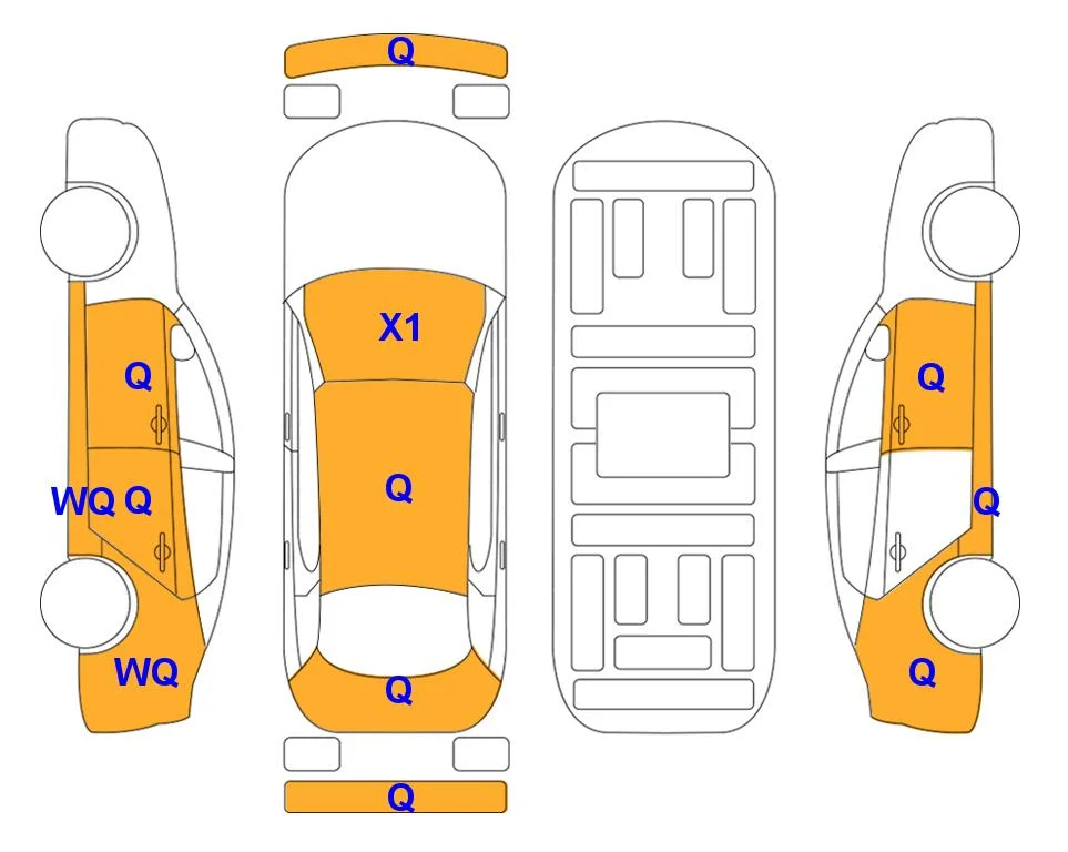 Схема кузова с отметками аукциона Lotte Auto Auction