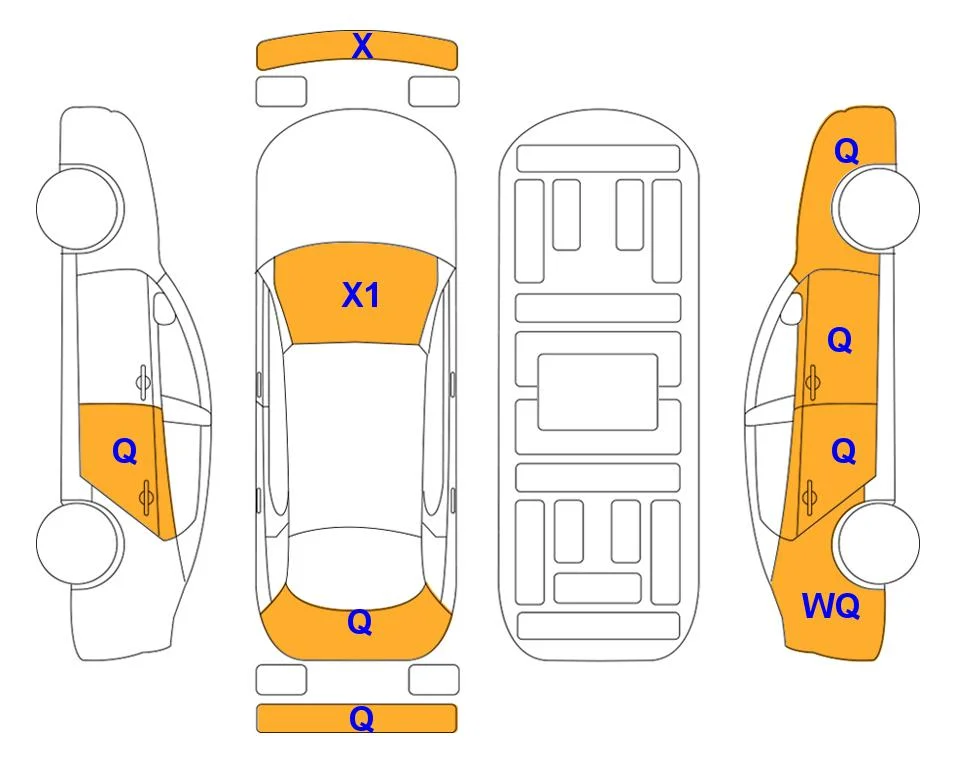 Схема кузова с отметками аукциона Lotte Auto Auction
