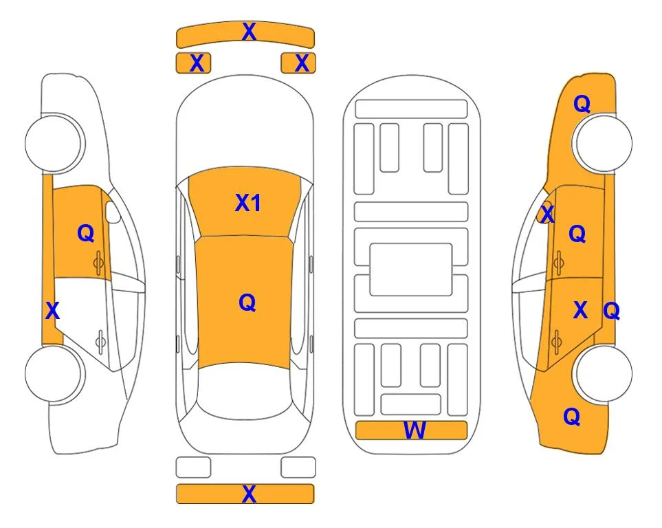 Схема кузова с отметками аукциона Lotte Auto Auction