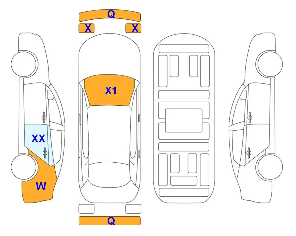 Схема кузова с отметками аукциона Lotte Auto Auction