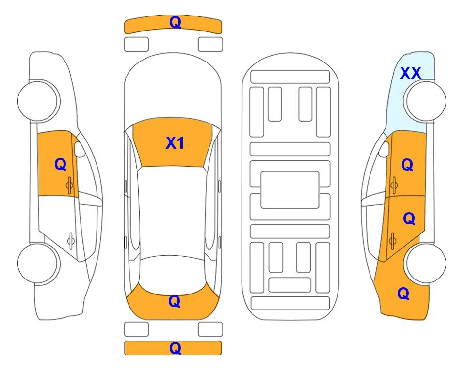 Схема кузова с отметками аукциона Lotte Auto Auction