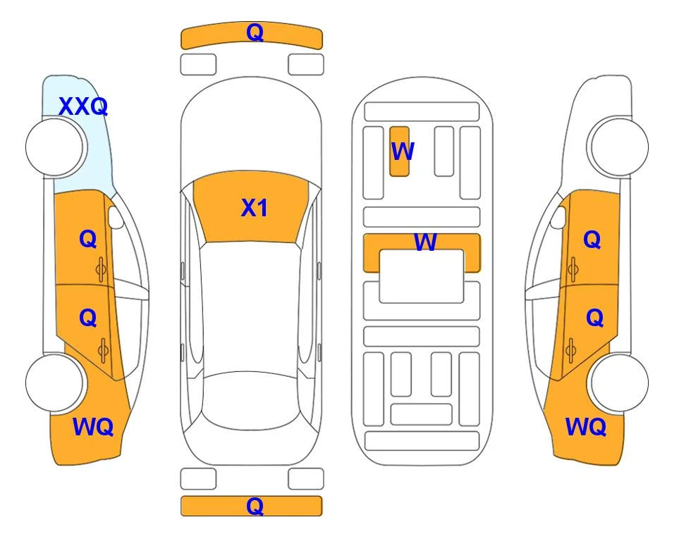 Схема кузова с отметками аукциона Lotte Auto Auction