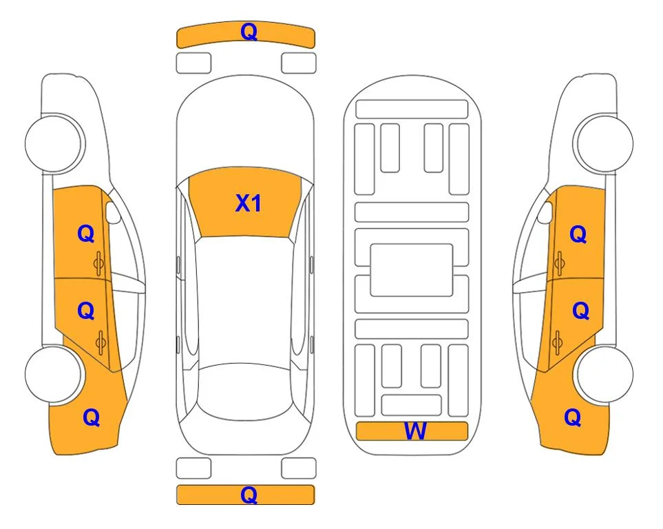 Схема кузова с отметками аукциона Lotte Auto Auction
