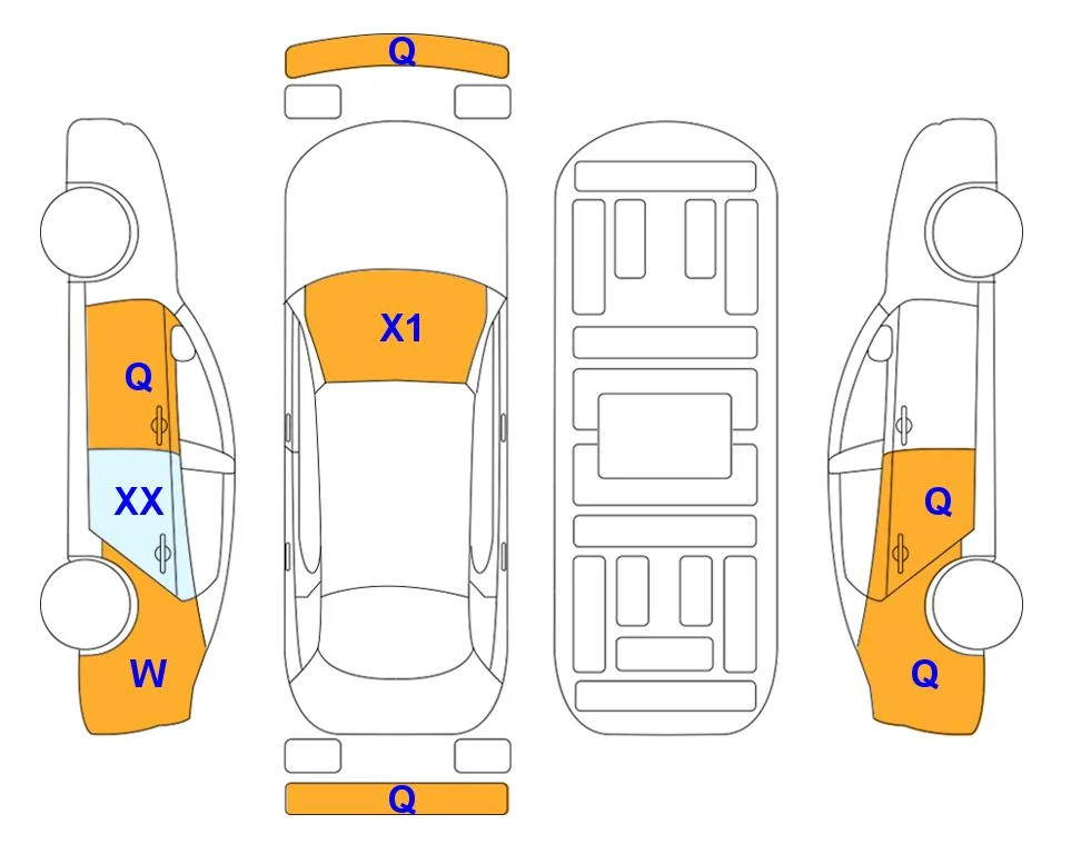 Body diagram with the marks of Lotte Auto Auction
