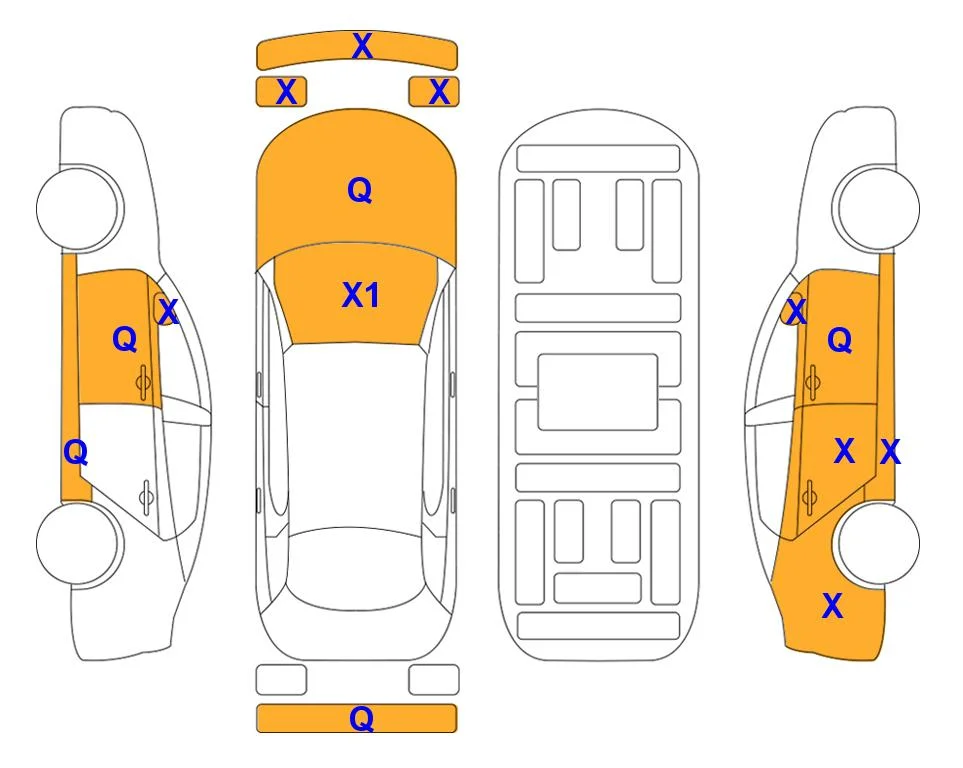 Схема кузова с отметками аукциона Lotte Auto Auction