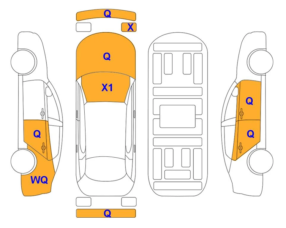 Схема кузова с отметками аукциона Lotte Auto Auction