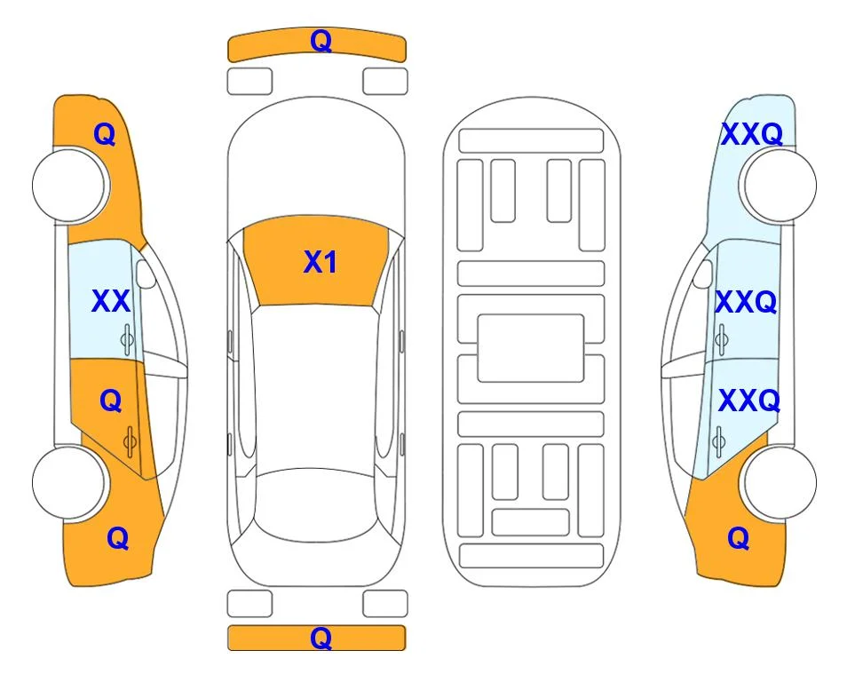 Body diagram with the marks of Lotte Auto Auction