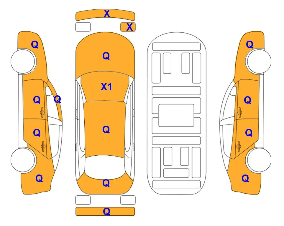 Схема кузова с отметками аукциона Lotte Auto Auction