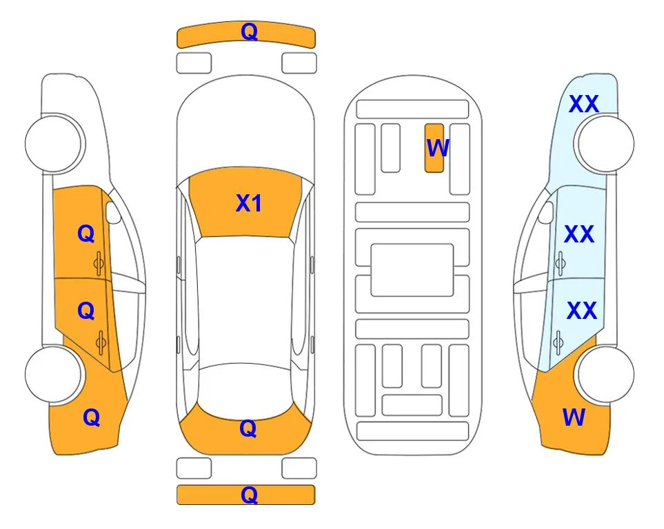 Схема кузова с отметками аукциона Lotte Auto Auction