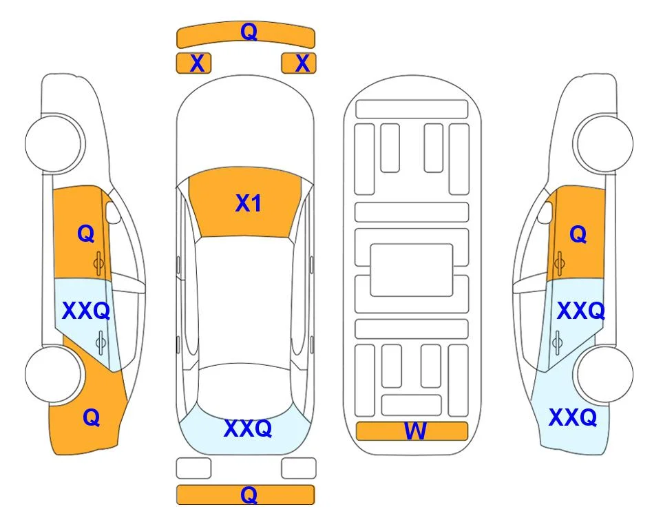 Схема кузова с отметками аукциона Lotte Auto Auction