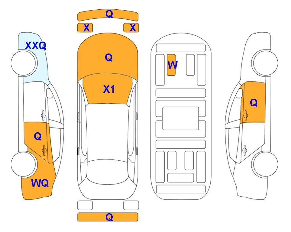 Body diagram with the marks of Lotte Auto Auction