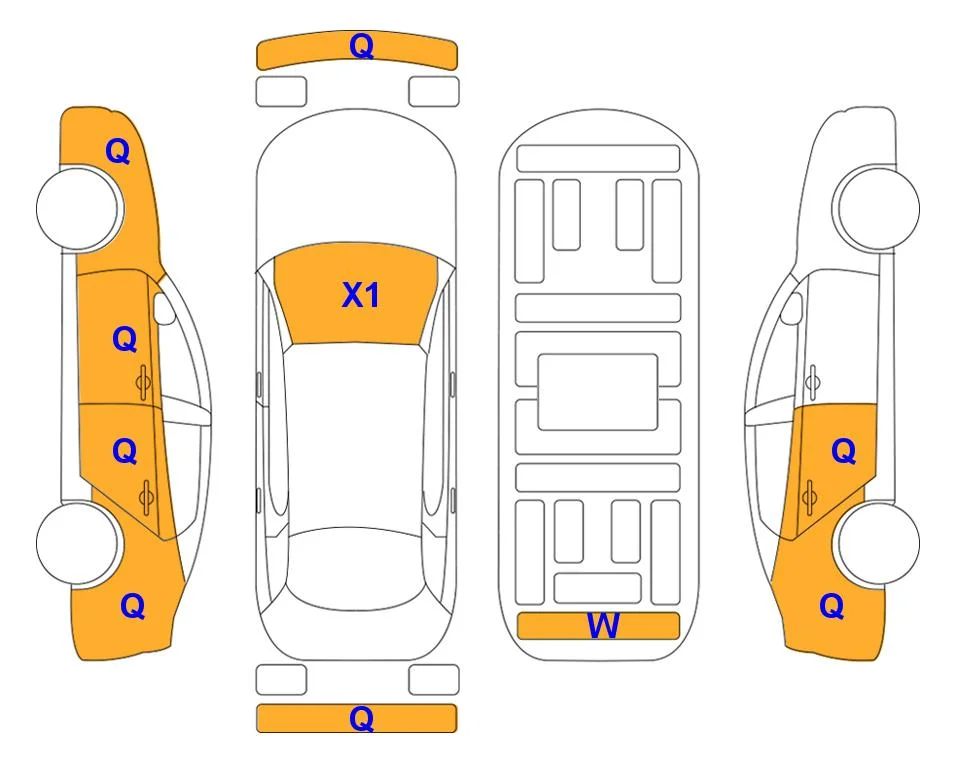 Схема кузова с отметками аукциона Lotte Auto Auction