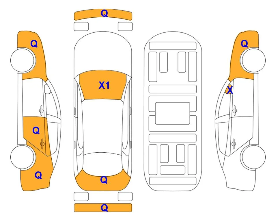 Схема кузова с отметками аукциона Lotte Auto Auction