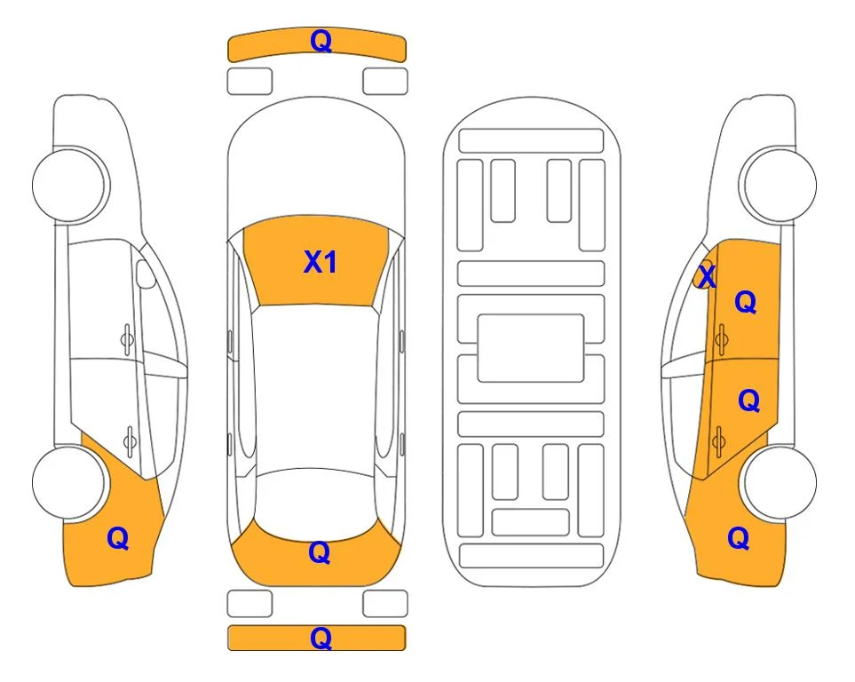 Схема кузова с отметками аукциона Lotte Auto Auction