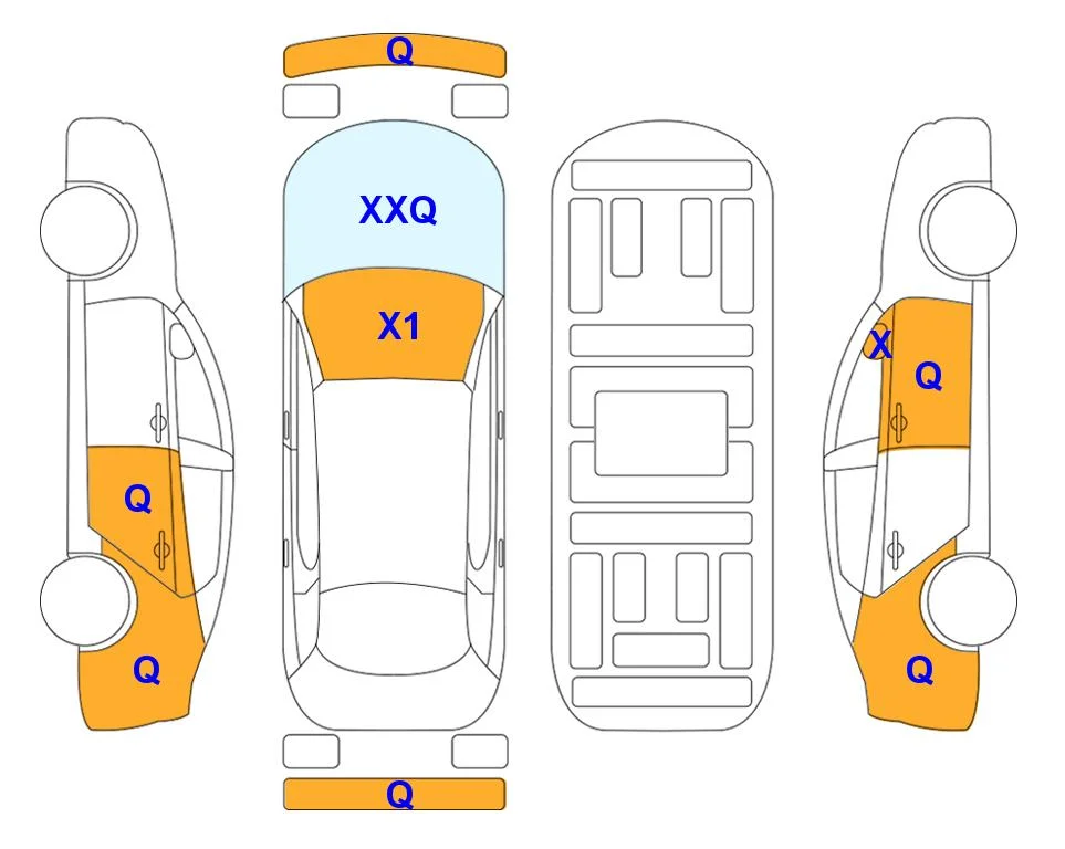 Схема кузова с отметками аукциона Lotte Auto Auction