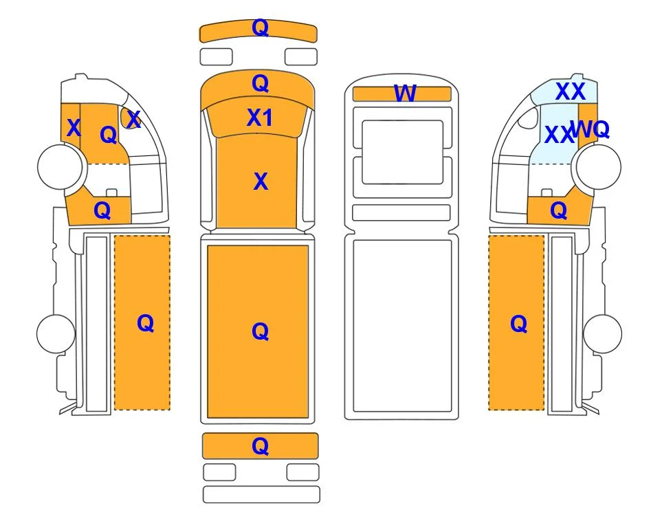 Body diagram with the marks of Lotte Auto Auction