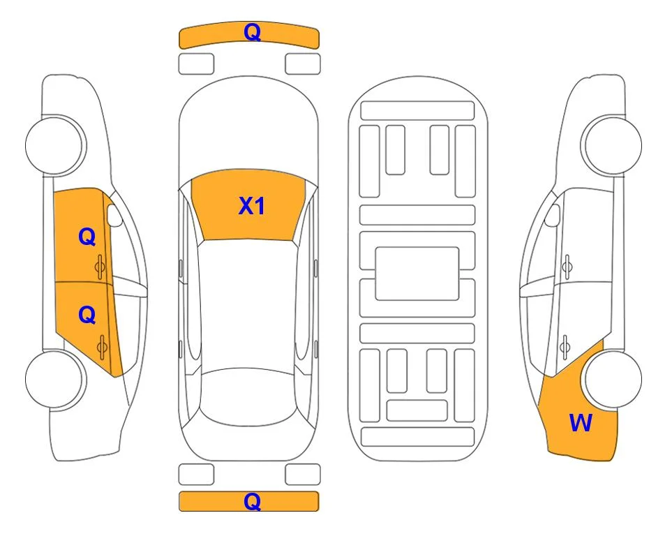 Схема кузова с отметками аукциона Lotte Auto Auction