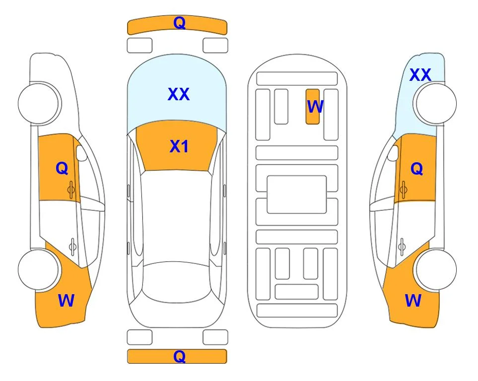 Схема кузова с отметками аукциона Lotte Auto Auction