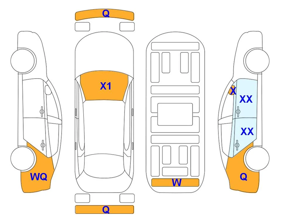 Схема кузова с отметками аукциона Lotte Auto Auction