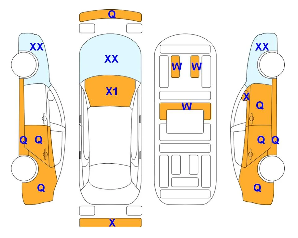 Схема кузова с отметками аукциона Lotte Auto Auction