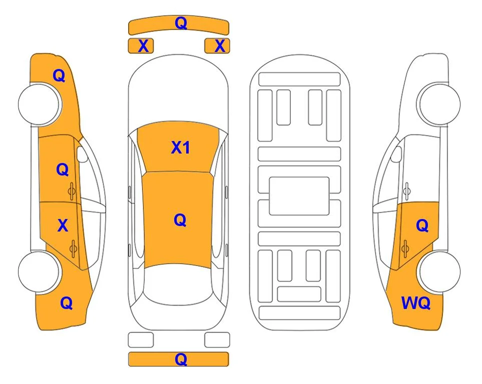 Схема кузова с отметками аукциона Lotte Auto Auction