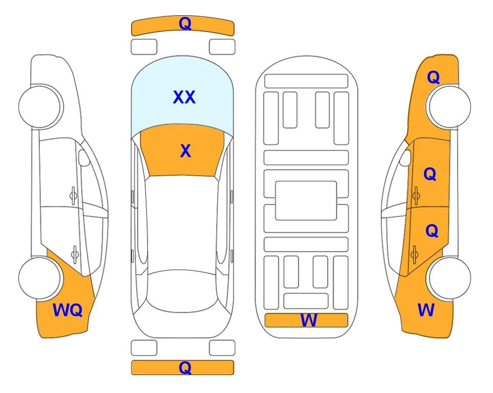 Схема кузова с отметками аукциона Lotte Auto Auction