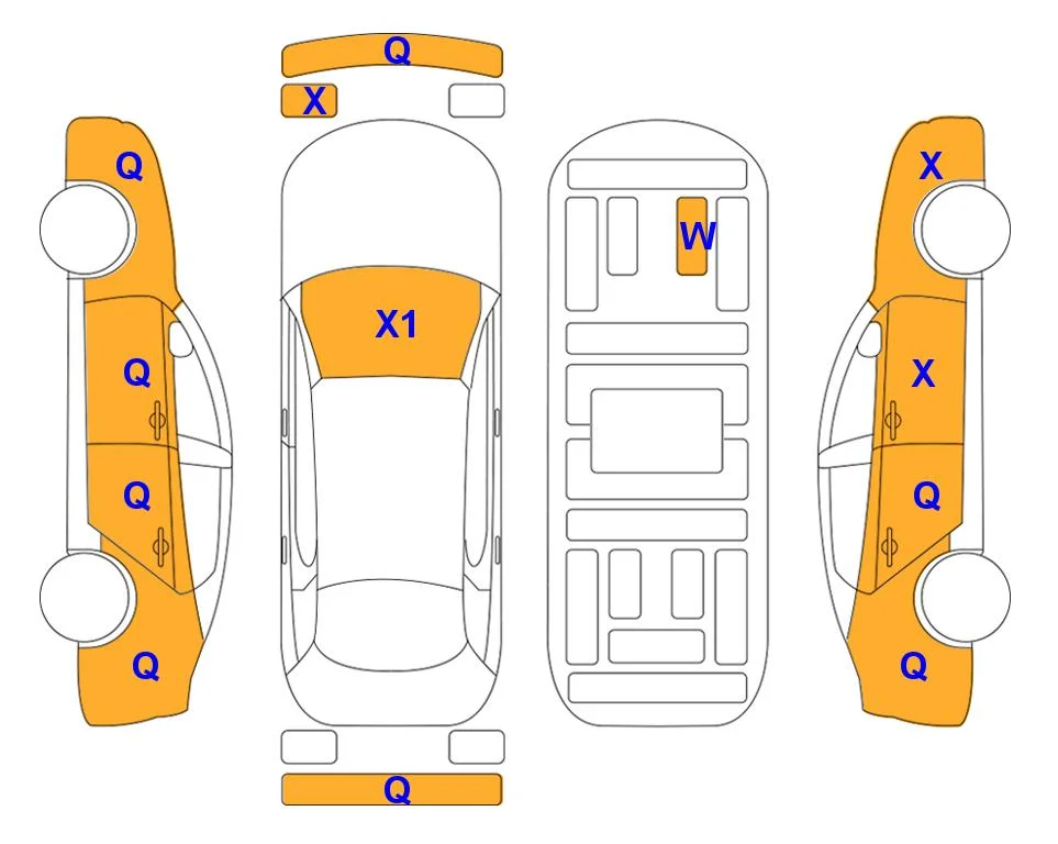 Body diagram with the marks of Lotte Auto Auction