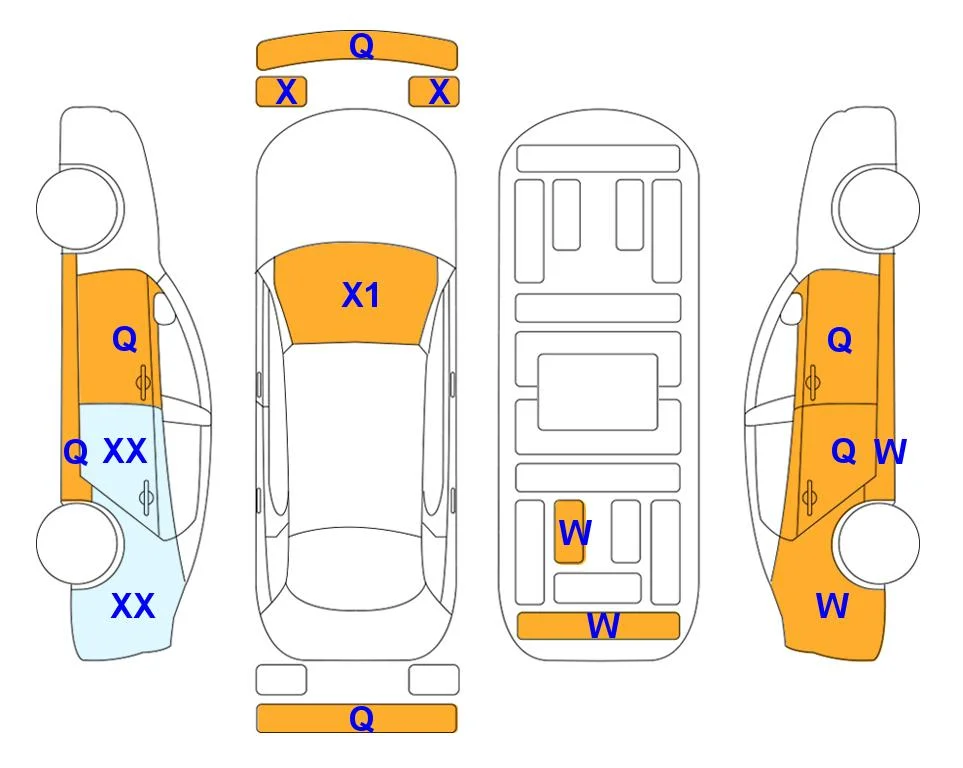 Схема кузова с отметками аукциона Lotte Auto Auction