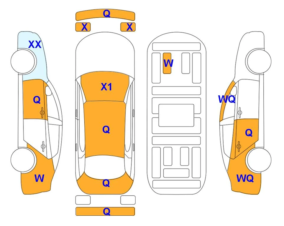 Body diagram with the marks of Lotte Auto Auction