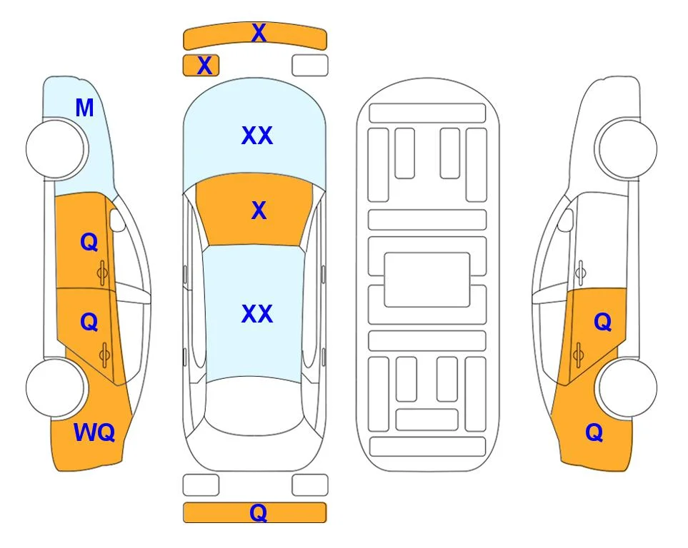 Схема кузова с отметками аукциона Lotte Auto Auction